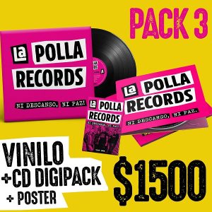 PACK 3 LA POLLA RECORDS "Ni Descanso, Ni Paz!" VINILO 180 Grs + CD DIGIPACK + POSTER